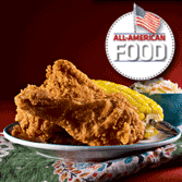 All-American Food fried chicken and corn on the cob feature box